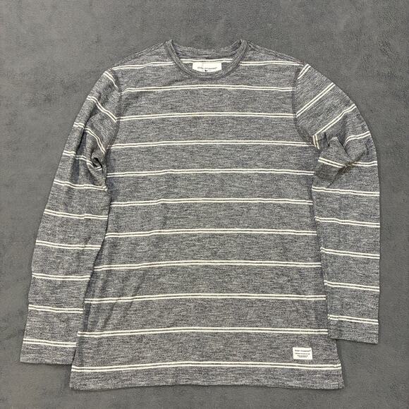 Modern Amusement Gray White Striped Long Sleeve T-Shirt Casual Top Men’s Size M - Picture 1 of 10